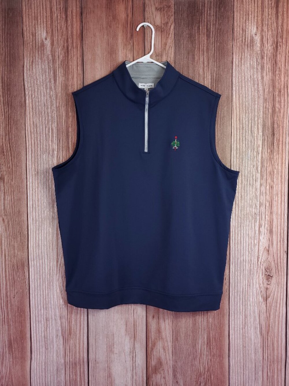 Peter Millar Galway 1/4 Zip Performance Vest Mens XL Merion Golf Club Navy Blue